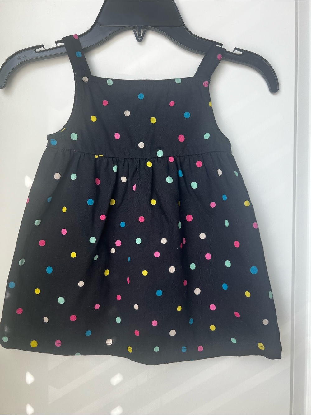 Girls' Black Polka Dot Sundress with Heart Buttons